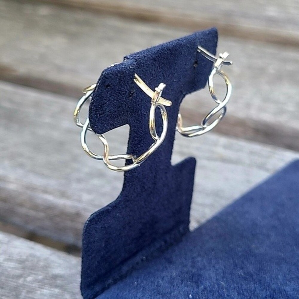Sterling Silver Architectural Infinity Hoop Earrings - NEW - Picture 2 of 4